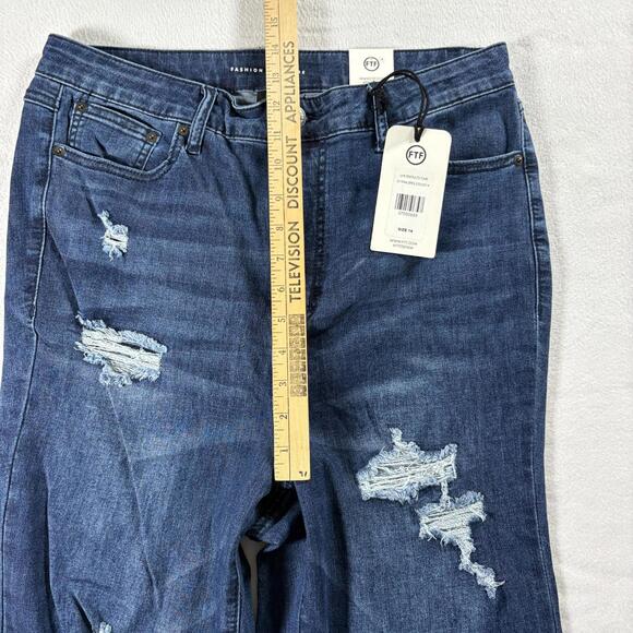 FTF Womens Vintage Y2K Distressed Flare Jeans Size 14 NWT Stretch Denim Retro EU - Picture 9 of 11